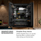 ZLINE Autograph Edition 36 in. 19.6 cu. ft. French Door Built-In Bottom Freezer Refrigerator with Water Dispenser and Ice Maker in Stainless Steel with Graphite Gray Interior and Champagne Bronze Accents (GRBIVZ-304-36CB) infographic. Text: Graphite Gray Refrigeration. Graphite Gray Interior. ZLINE's Graphite Gray is an upscale finish that offers a colorful contrast when storing your favorite items.