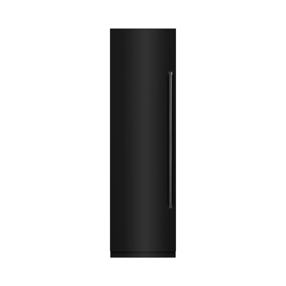 ZLINE 24 in. 12.4 cu. ft. Column Freezer in Black Stainless Steel with Graphite Gray Interior (RCFV-BS-24) front, closed.