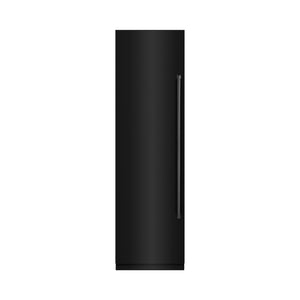 ZLINE 24 in. 12.4 cu. ft. Column Freezer in Black Stainless Steel with Graphite Gray Interior (RCFV-BS-24) front, closed.