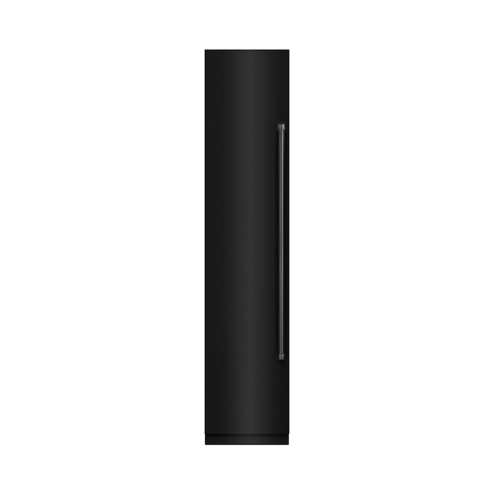 ZLINE 18 in. 8.6 cu. ft. Left Hinge Column Freezer in Black Stainless Steel with Graphite Gray Interior (RCFVL-BS-18) front, closed.