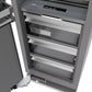 ZLINE Autograph Edition 18 in. 8.6 cu. ft. Left Hinge Column Freezer in Black Stainless Steel with Graphite Gray Interior and Champagne Bronze Accents (RCFVLZ-BS-18-CB) storage drawers.