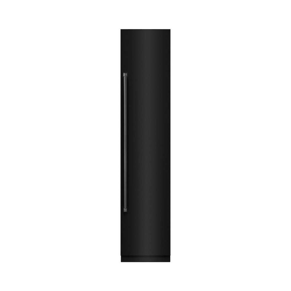 ZLINE 18 in. 8.6 cu. ft. Right Hinge Column Freezer in Black Stainless Steel with Graphite Gray Interior (RCFVR-BS-18) front, closed.