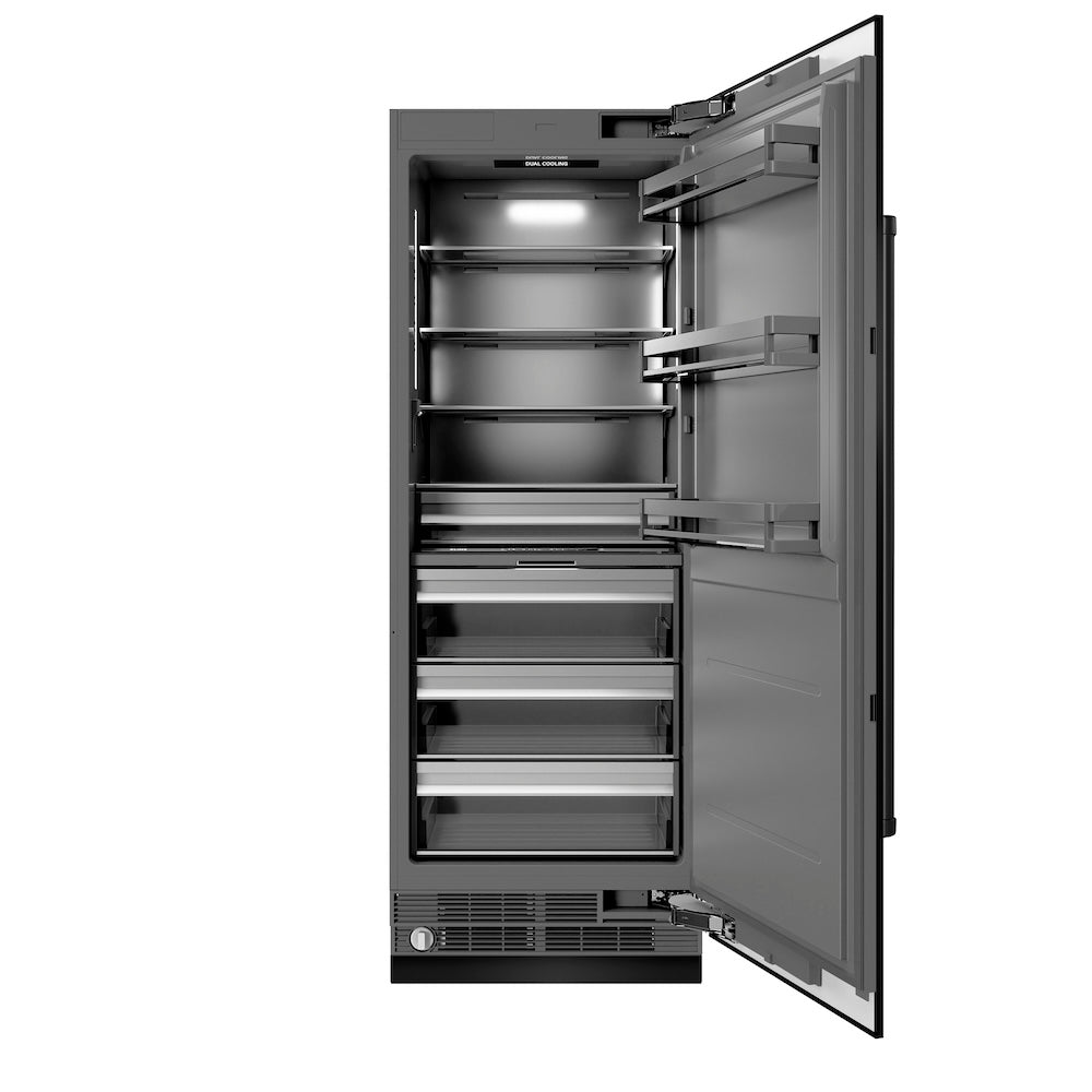 ZLINE 30 in. 16.7 cu. ft. Column Refrigerator in Black Stainless Steel with Graphite Gray Interior (RCRV-BS-30) main image.