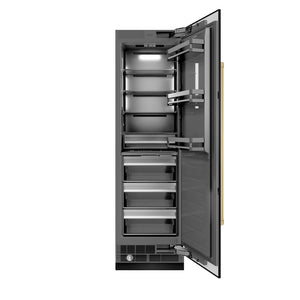 ZLINE Autograph Edition 24 in. 12.5 cu. ft. Column Refrigerator in Black Stainless Steel with Graphite Gray Interior and Champagne Bronze Accents (RCRVZ-BS-24-CB) main image.