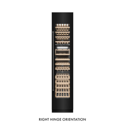ZLINE 18 in. 9.0 cu. ft. Triple Zone 68 Bottle Right Hinge Column Wine Cooler in Black Stainless Steel (RCWVR-BS-18) front, closed.