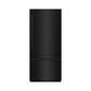 ZLINE 36 in. 19.8 cu. ft. Built-In Bottom Freezer Refrigerator with Water Dispenser and Ice Maker in Black Stainless Steel with Graphite Gray Interior (GRBIT-BS-36) front, closed.