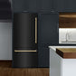 ZLINE Autograph Edition 36 in. 19.8 cu. ft. Built-In Bottom Freezer Refrigerator with Water Dispenser and Ice Maker in Black Stainless Steel with Graphite Gray Interior and Polished Gold Accents (GRBITZ-BS-36-G) in a luxury kitchen.
