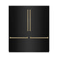 ZLINE Autograph Edition 72 in. 39.6 cu. ft. French Door Built-In Bottom Freezer Refrigerator with Water Dispensers and Ice Makers in Black Stainless Steel with Graphite Gray Interior and Champagne Bronze Accents (GRBITZ-BS-72-CB) front, closed.