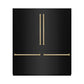 ZLINE Autograph Edition 72 in. 39.6 cu. ft. French Door Built-In Bottom Freezer Refrigerator with Water Dispensers and Ice Makers in Black Stainless Steel with Graphite Gray Interior and Polished Gold Accents (GRBITZ-BS-72-G) front, closed.