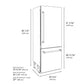ZLINE Autograph Edition 30 in. 16.1 cu. ft. Built-In Bottom Freezer Refrigerator with Water Dispenser and Ice Maker in Black Stainless Steel with Graphite Gray Interior and Champagne Bronze Accents (GRBIVZ-BS-30-CB) dimensional diagram.