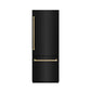 ZLINE Autograph Edition 30 in. 16.1 cu. ft. Built-In Bottom Freezer Refrigerator with Water Dispenser and Ice Maker in Black Stainless Steel with Graphite Gray Interior and Champagne Bronze Accents (GRBIVZ-BS-30-CB) front, closed.