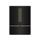 ZLINE Autograph Edition 60 in. 32.2 cu. ft. French Door Built-In Bottom Freezer Refrigerator with Water Dispenser and Ice Maker in Black Stainless Steel with Graphite Gray Interior and Champagne Bronze Accents (GRBIVZ-BS-60-CB) front, closed.