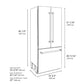 ZLINE Autograph Edition 36 in. 19.6 cu. ft. French Door Built-In Bottom Freezer Refrigerator with Water Dispenser and Ice Maker in Black Stainless Steel with Graphite Gray Interior and Polished Gold Helix Handles (GRBIVZ-BS36KG) dimensional diagram.
