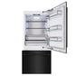 ZLINE 36 in. 19.8 cu. ft. Built-In Bottom Freezer Refrigerator with Water Dispenser and Ice Maker in Black Stainless Steel (RBIT-BS-36) front, refrigeration compartment and bottom freezer open.