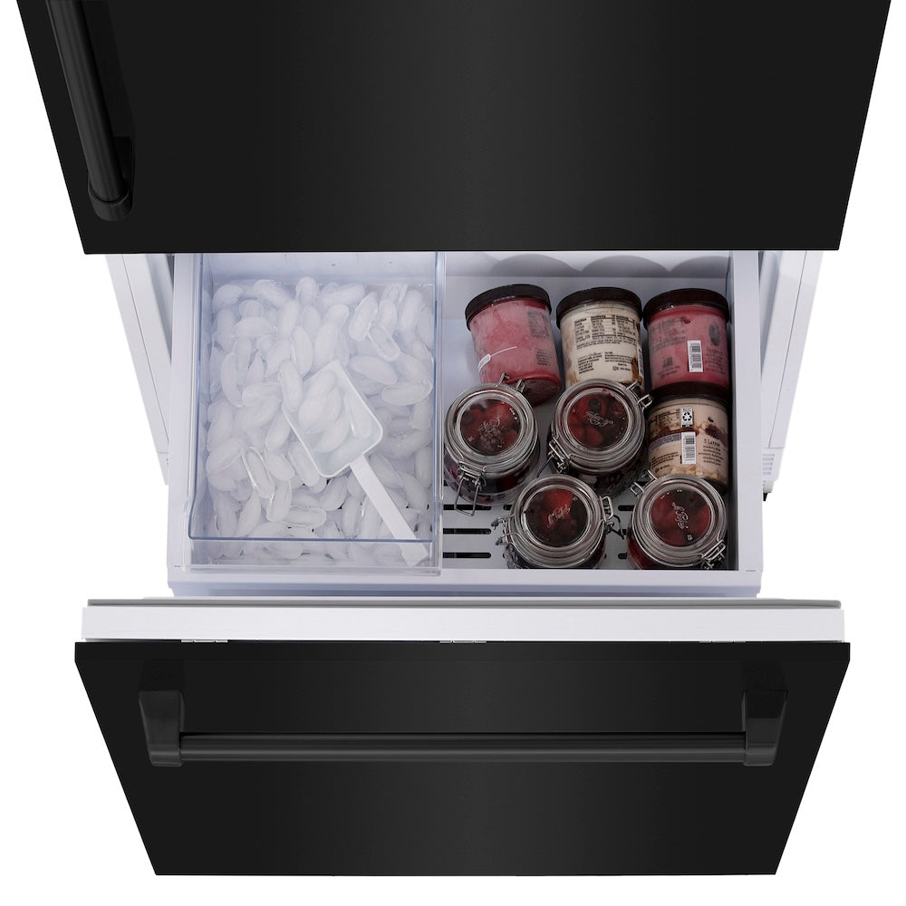 ZLINE 30 in. 16.1 cu. ft. Built-In Bottom Freezer Refrigerator with Water Dispenser and Ice Maker in Black Stainless Steel (RBIV-BS-30)