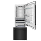 ZLINE 30 in. 16.1 cu. ft. Built-In Bottom Freezer Refrigerator with Water Dispenser and Ice Maker in Black Stainless Steel (RBIV-BS-30) front, open, empty.