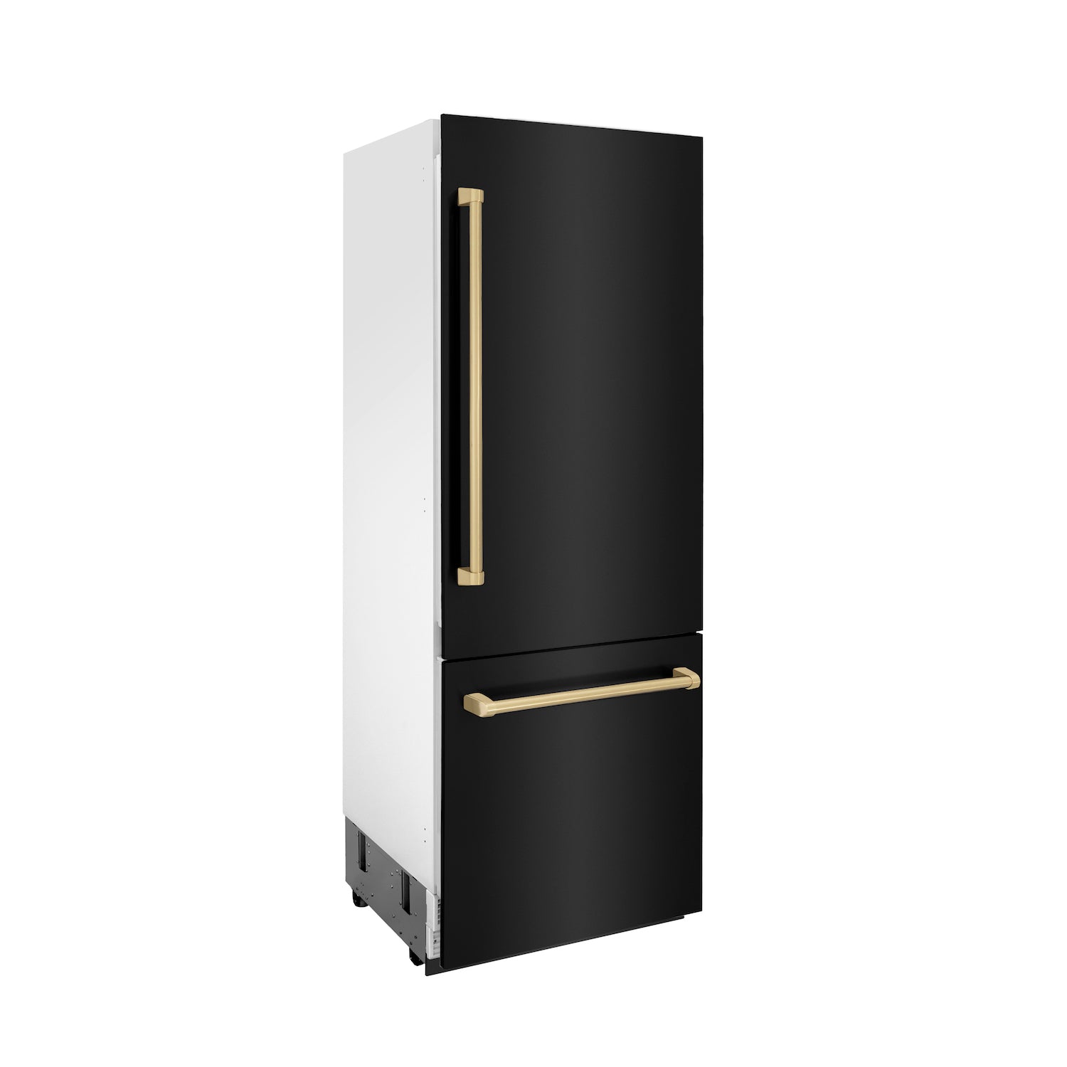 ZLINE 30" Autograph Edition Built-in Refrigerator in Black Stainless Steel with Champagne Bronze Accents side.