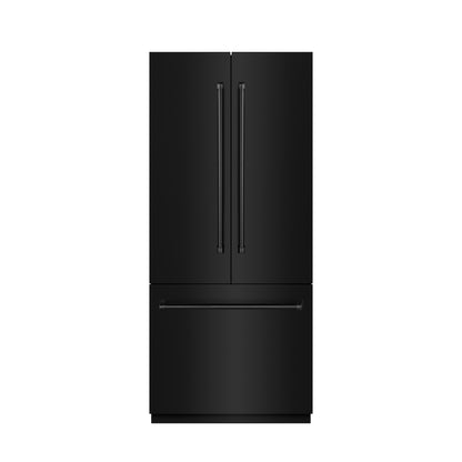ZLINE 36 in. 19.6 cu. ft. French Door Built-In Bottom Freezer Refrigerator with Water Dispenser and Ice Maker in Black Stainless Steel with Stainless Steel Interior (SRBIV-BS-36)