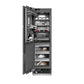 ZLINE 24 in. 12.4 cu. ft. Panel Ready Column Freezer with Graphite Gray Interior (RBCFV-24) front, open, with food inside.