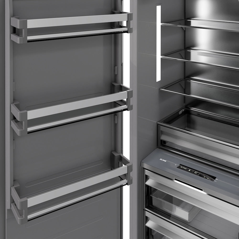 ZLINE 18 in. 8.6 cu. ft. Panel Ready Left Hinge Column Freezer with Graphite Gray Interior, Open Box-Good Condition