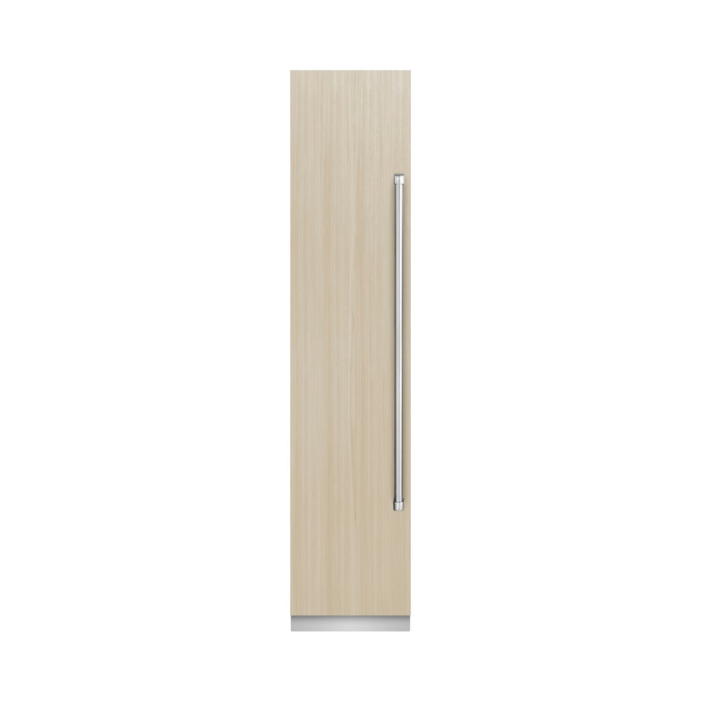 ZLINE 18 in. 8.6 cu. ft. Panel Ready Left Hinge Column Freezer with Graphite Gray Interior (RBCFVL-18) front, closed, with custom panel.