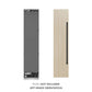 ZLINE Autograph Edition 18 in. 8.6 cu. ft. Panel Ready Left Hinge Column Freezer with Graphite Gray Interior and Matte Black Accents (RBCFVLZ-18-MB) front, next to custom panels. Text: Panels not included.