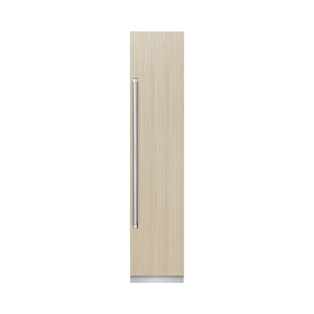 ZLINE 18 in. 8.6 cu. ft. Panel Ready Right Hinge Column Freezer with Graphite Gray Interior (RBCFVR-18) front, closed, with custom panel.