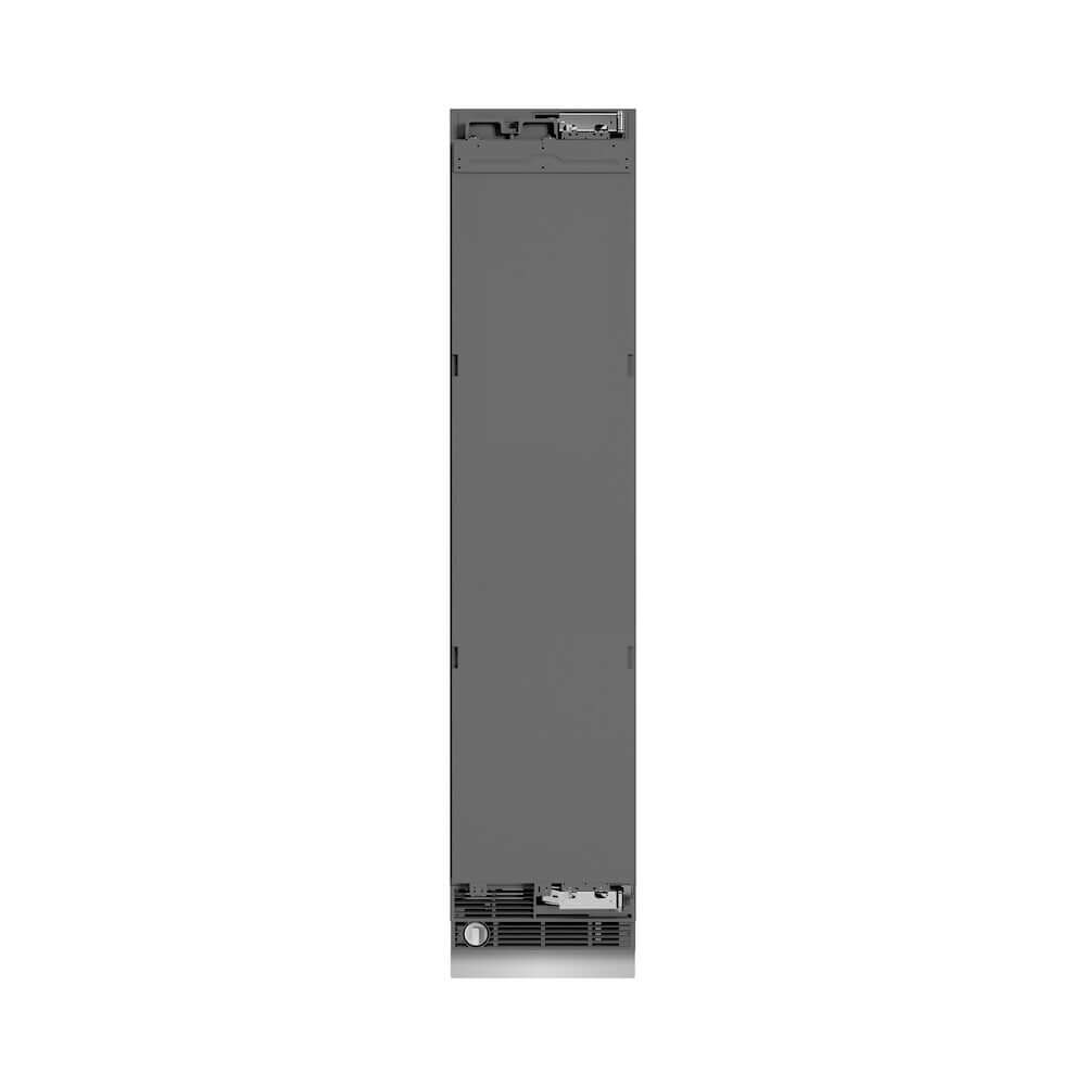 ZLINE Autograph Edition 18 in. 8.6 cu. ft. Panel Ready Right Hinge Column Freezer with Graphite Gray Interior and Champagne Bronze Accents (RBCFVRZ-18-CB) front, closed.