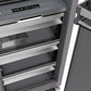 ZLINE Autograph Edition 18 in. 8.6 cu. ft. Panel Ready Right Hinge Column Freezer with Graphite Gray Interior and Polished Gold Accents (RBCFVRZ-18-G) storage drawers.