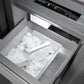 ZLINE Autograph Edition 18 in. 8.6 cu. ft. Panel Ready Right Hinge Column Freezer with Graphite Gray Interior and Matte Black Accents (RBCFVRZ-18-MB) ice and ice scoop.