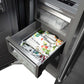 ZLINE Autograph Edition 24 in. 12.4 cu. ft. Panel Ready Column Freezer with Graphite Gray Interior and Champagne Bronze Accents (RBCFVZ-24-CB) food inside drawers.