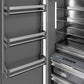 ZLINE Autograph Edition 24 in. 12.4 cu. ft. Panel Ready Column Freezer with Graphite Gray Interior and Polished Gold Accents (RBCFVZ-24-G) door open detail.