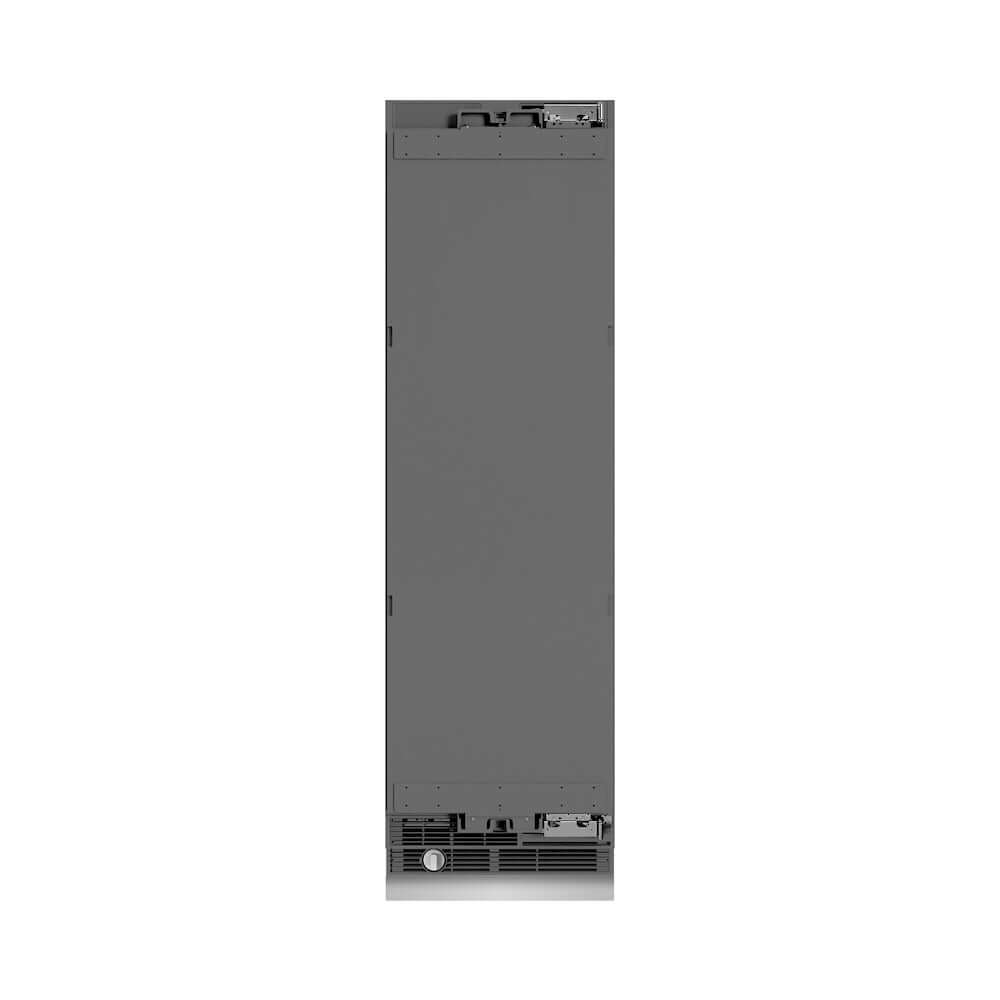 ZLINE Autograph Edition 24 in. 12.5 cu. ft. Panel Ready Column Refrigerator with Graphite Gray Interior and Matte Black Accents (RBCRVZ-24-MB) front, closed.