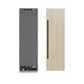 ZLINE Autograph Edition 24 in. 12.5 cu. ft. Panel Ready Column Refrigerator with Graphite Gray Interior and Matte Black Accents (RBCRVZ-24-MB) unit without panels next to custom panels.