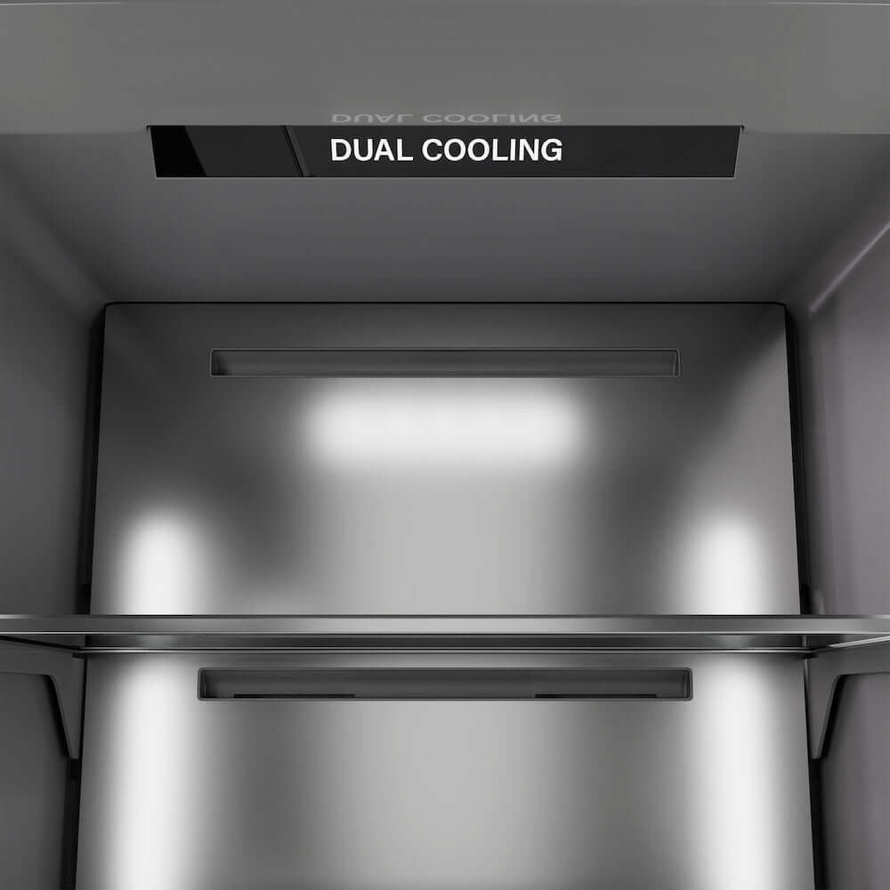 ZLINE Autograph Edition 30 in. 16.7 cu. ft. Panel Ready Column Refrigerator with Graphite Gray Interior and Matte Black Accents (RBCRVZ-30-MB) dual cooling technology.