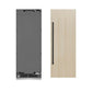 ZLINE Autograph Edition 30 in. 16.7 cu. ft. Panel Ready Column Refrigerator with Graphite Gray Interior and Matte Black Accents (RBCRVZ-30-MB) unit without panels next to custom panels.