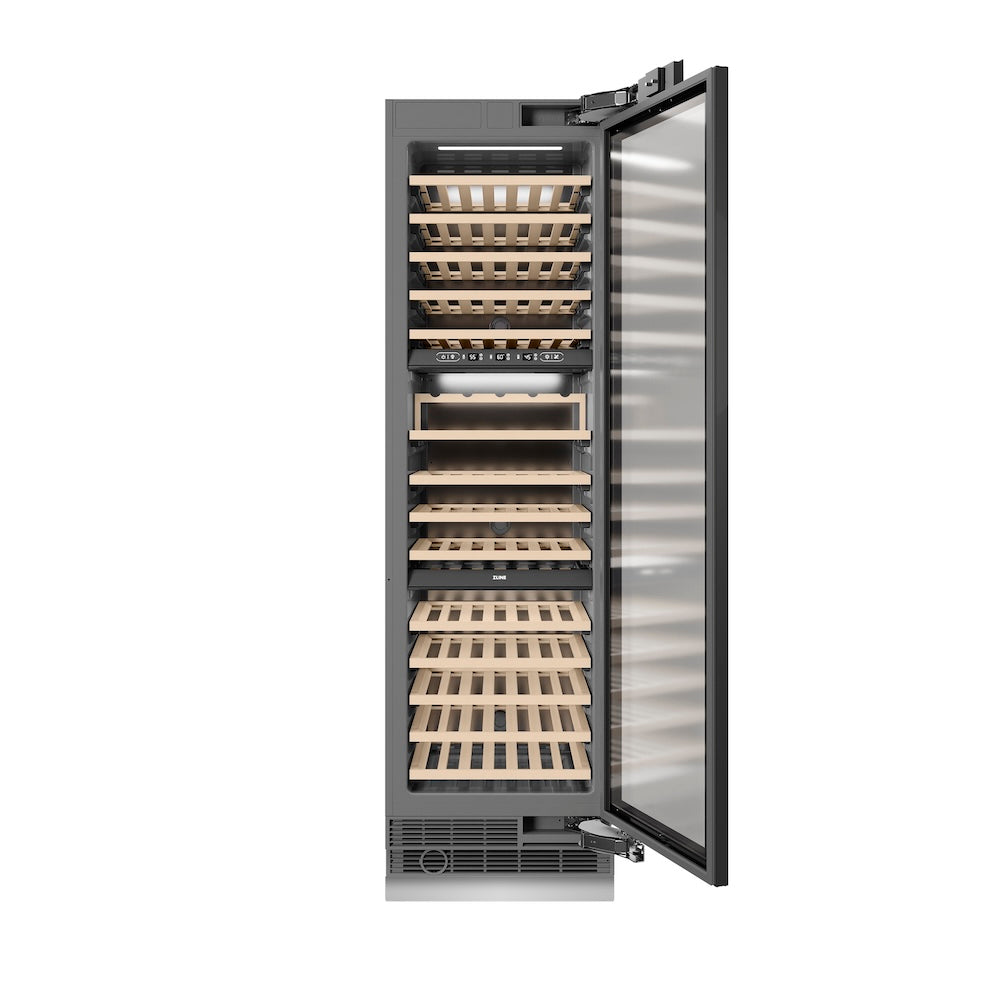 ZLINE 24 in. 12.4 cu. ft. Triple Zone 100 Bottle Panel Ready Column Wine Cooler, Open Box-Good Condition