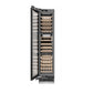 ZLINE Autograph Edition 18 in. 9.0 cu. ft. Triple Zone 68 Bottle Panel Ready Left Hinge Column Wine Cooler with Champagne Bronze Accents (RBCWVLZ-18-CB) front, open.