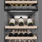ZLINE 18 in. 9.0 cu. ft. Triple Zone 68 Bottle Panel Ready Right Hinge Column Wine Cooler (RBCWVR-18) internal storage racks and controls.