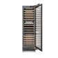 ZLINE Autograph Edition 24 in. 12.4 cu. ft. Triple Zone 100 Bottle Panel Ready Column Wine Cooler with Polished Gold Accents (RBCWVZ-24-G) front, open.