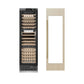 ZLINE Autograph Edition 24 in. 12.4 cu. ft. Triple Zone 100 Bottle Panel Ready Column Wine Cooler with Polished Gold Accents (RBCWVZ-24-G) unit without panels next to custom panels.