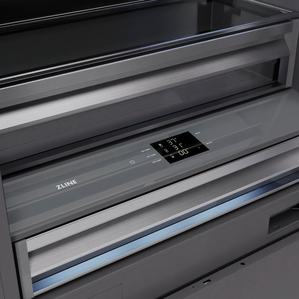 ZLINE 36 in. 19.8 cu. ft. Panel Ready Built-In Bottom Freezer Refrigerator with Water Dispenser and Ice Maker with Graphite Gray Interior, Open Box-Good Condition