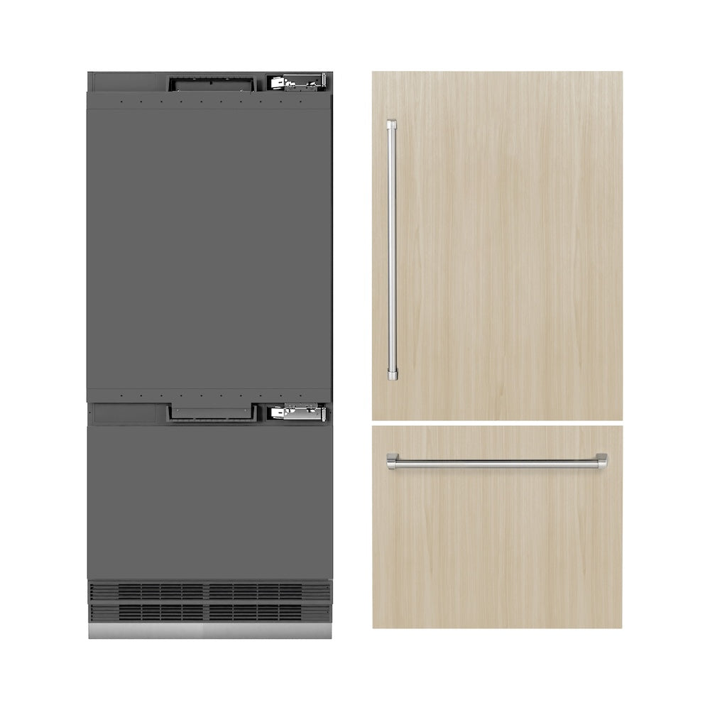 ZLINE 36 in. 19.8 cu. ft. Panel Ready Built-In Bottom Freezer Refrigerator with Water Dispenser and Ice Maker with Graphite Gray Interior, Open Box-Good Condition