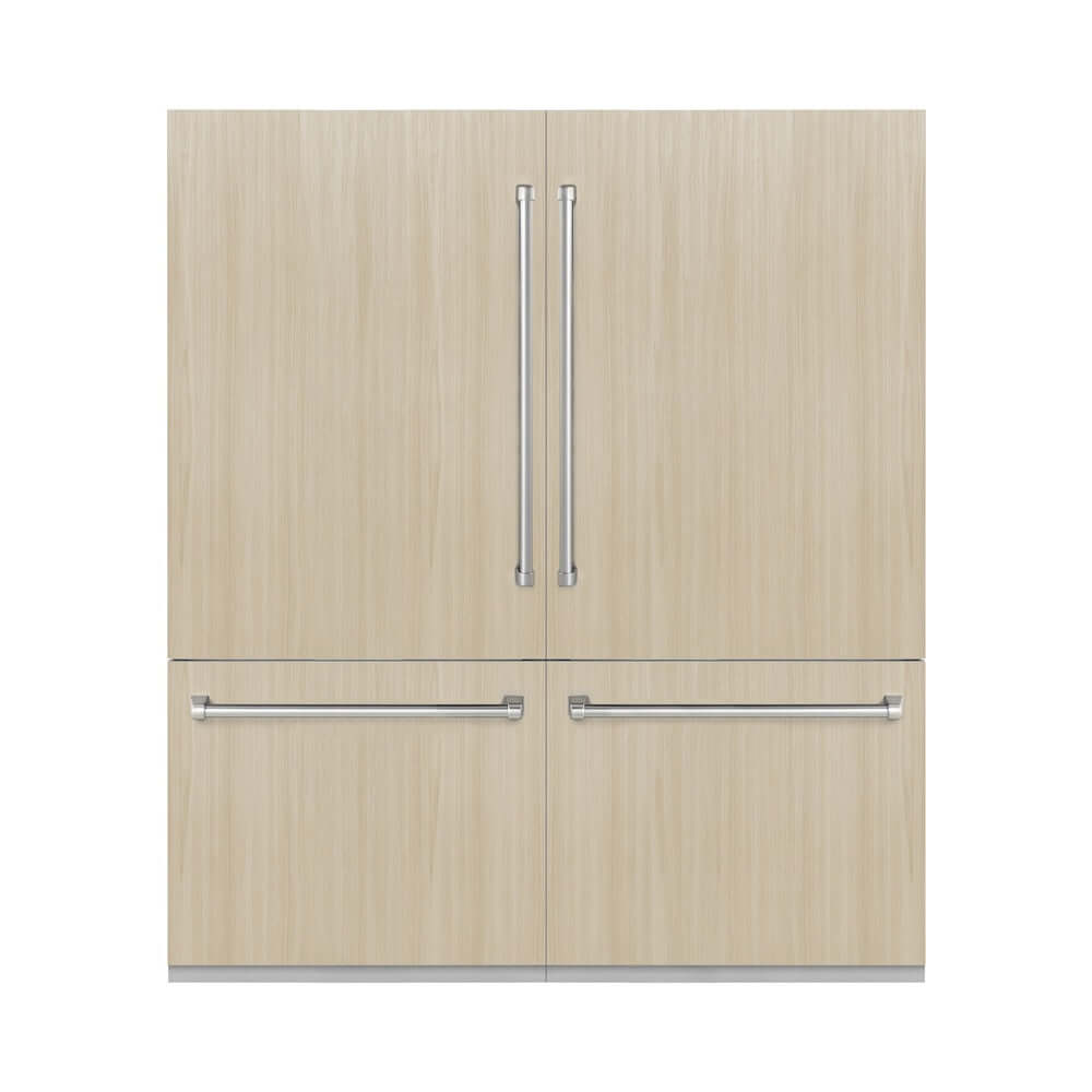 ZLINE 72 in. 39.6 cu. ft. Panel Ready French Door Built-In Bottom Freezer Refrigerator with Water Dispensers and Ice Makers with Graphite Gray Interior (GRBIT-72)