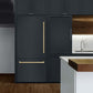 ZLINE Autograph Edition 36 in. 19.8 cu. ft. Panel Ready Built-In Bottom Freezer Refrigerator with Water Dispenser and Ice Maker with Graphite Gray Interior and Champagne Bronze Accents (GRBITZ-36-CB) lifestyle, in a luxury kitchen.