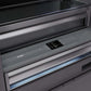 ZLINE Autograph Edition 72 in. 39.6 cu. ft. Panel Ready French Door Built-In Bottom Freezer Refrigerator with Water Dispensers and Ice Makers with Graphite Gray Interior and Polished Gold Accents (GRBITZ-72-G) close-up detail, refrigerator and freezer temperature controls.