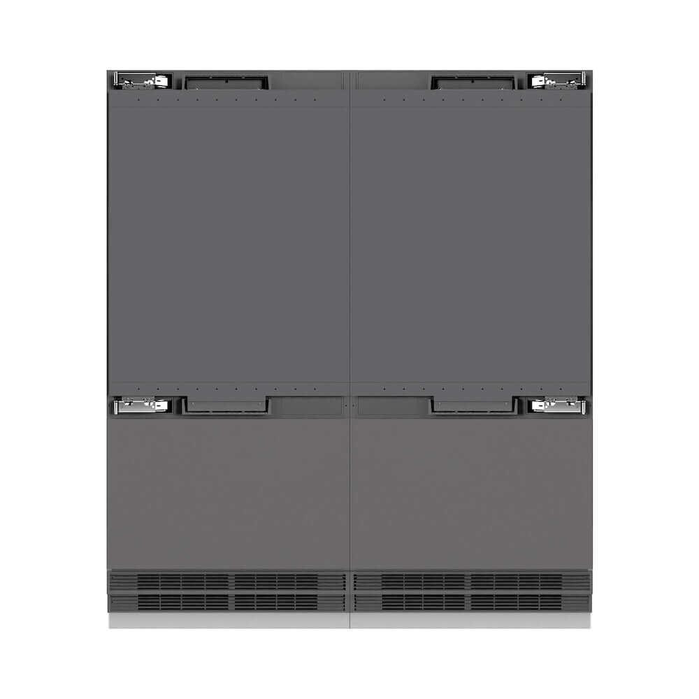 ZLINE Autograph Edition 72 in. 39.6 cu. ft. Panel Ready French Door Built-In Bottom Freezer Refrigerator with Water Dispensers and Ice Makers with Graphite Gray Interior and Polished Gold Accents (GRBITZ-72-G)