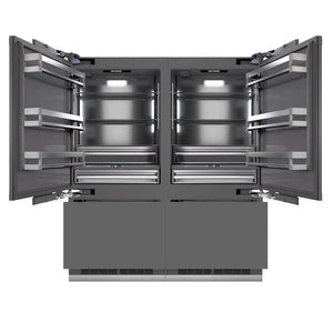 ZLINE Autograph Edition 72 in. 39.6 cu. ft. Panel Ready French Door Built-In Bottom Freezer Refrigerator with Water Dispensers and Ice Makers with Graphite Gray Interior and Matte Black Accents (GRBITZ-72-MB) main image.