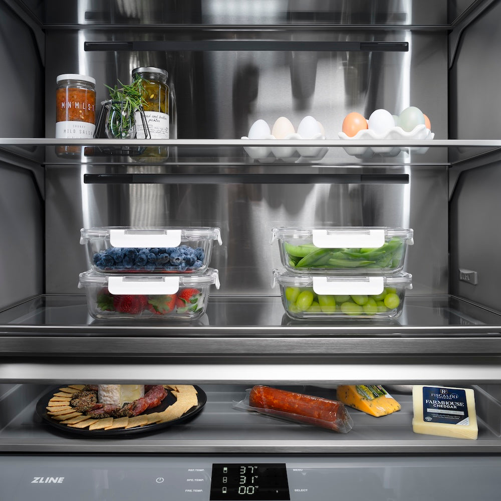 ZLINE 30 in. 16.1 cu. ft. Panel Ready Built-In Bottom Freezer Refrigerator with Water Dispenser and Ice Maker with Graphite Gray Interior, Open Box-Good Condition