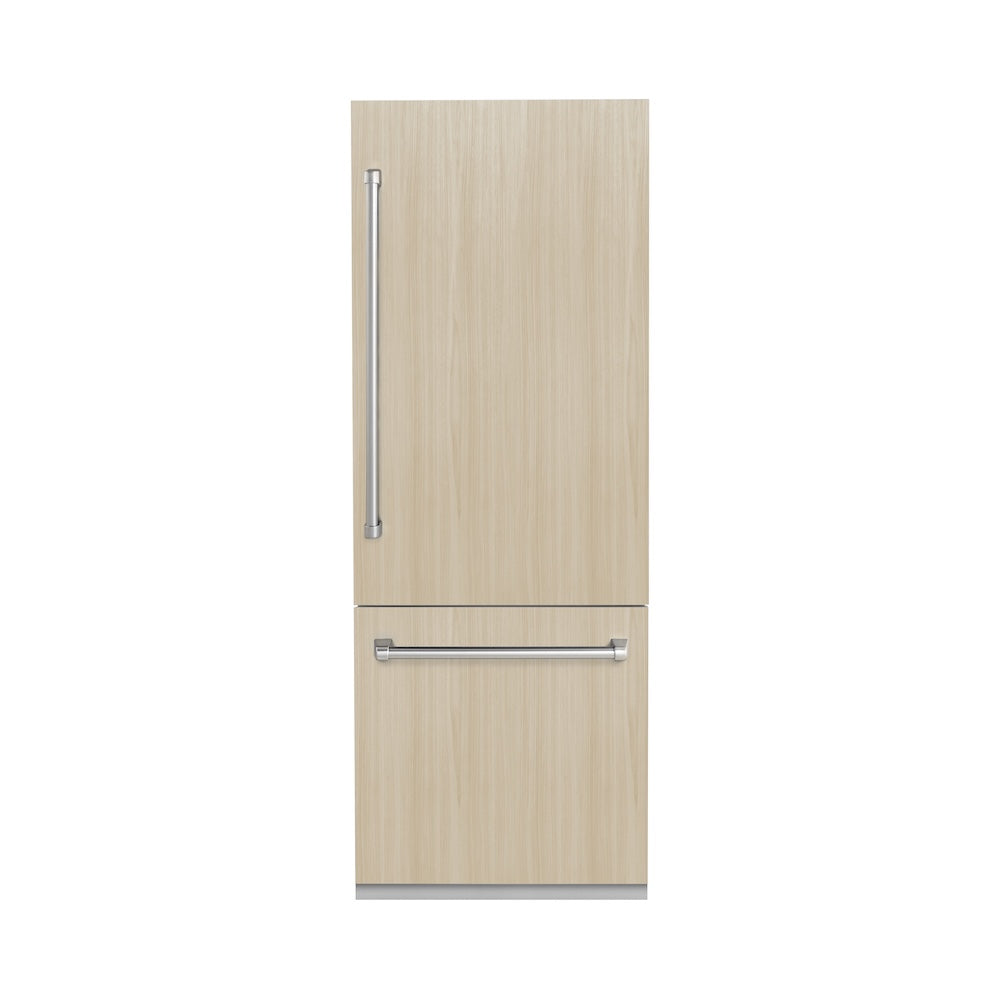 ZLINE 30 in. 16.1 cu. ft. Panel Ready Built-In Bottom Freezer Refrigerator with Water Dispenser and Ice Maker with Graphite Gray Interior, Open Box-Good Condition